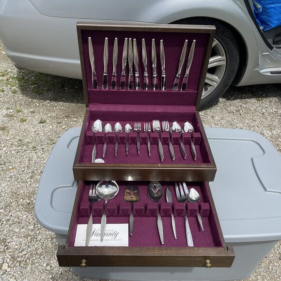 WM A. Rogers Premier Stainless Oneida LTD 67 Piece Silverware Utensil Set